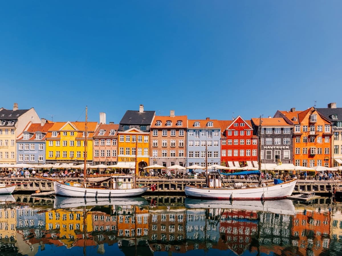 The colorful harbor houses of Nyhavn in Copenhagen
