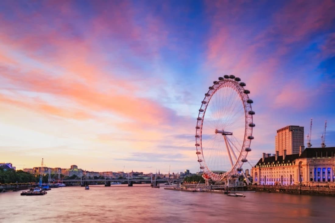 The London Eye at sunset